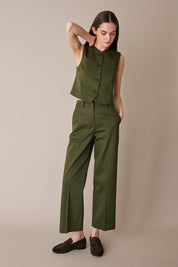 Cotton trousers with fabric belt