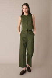 Cotton trousers with fabric belt