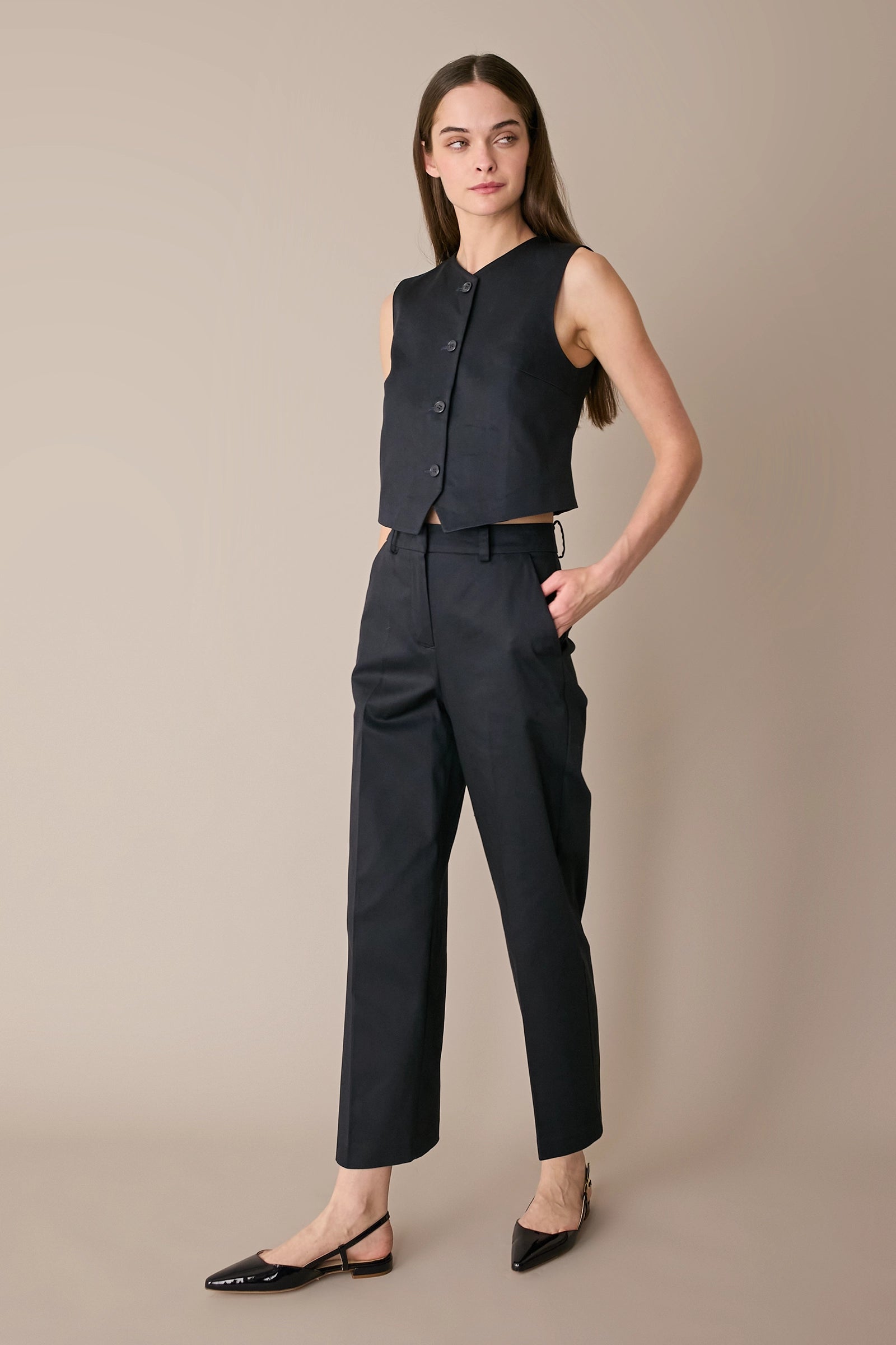 Stretch cotton vest 