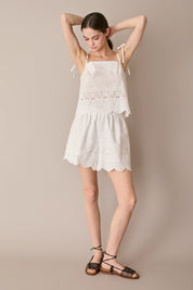 Broderie Anglaise top with adjustable straps