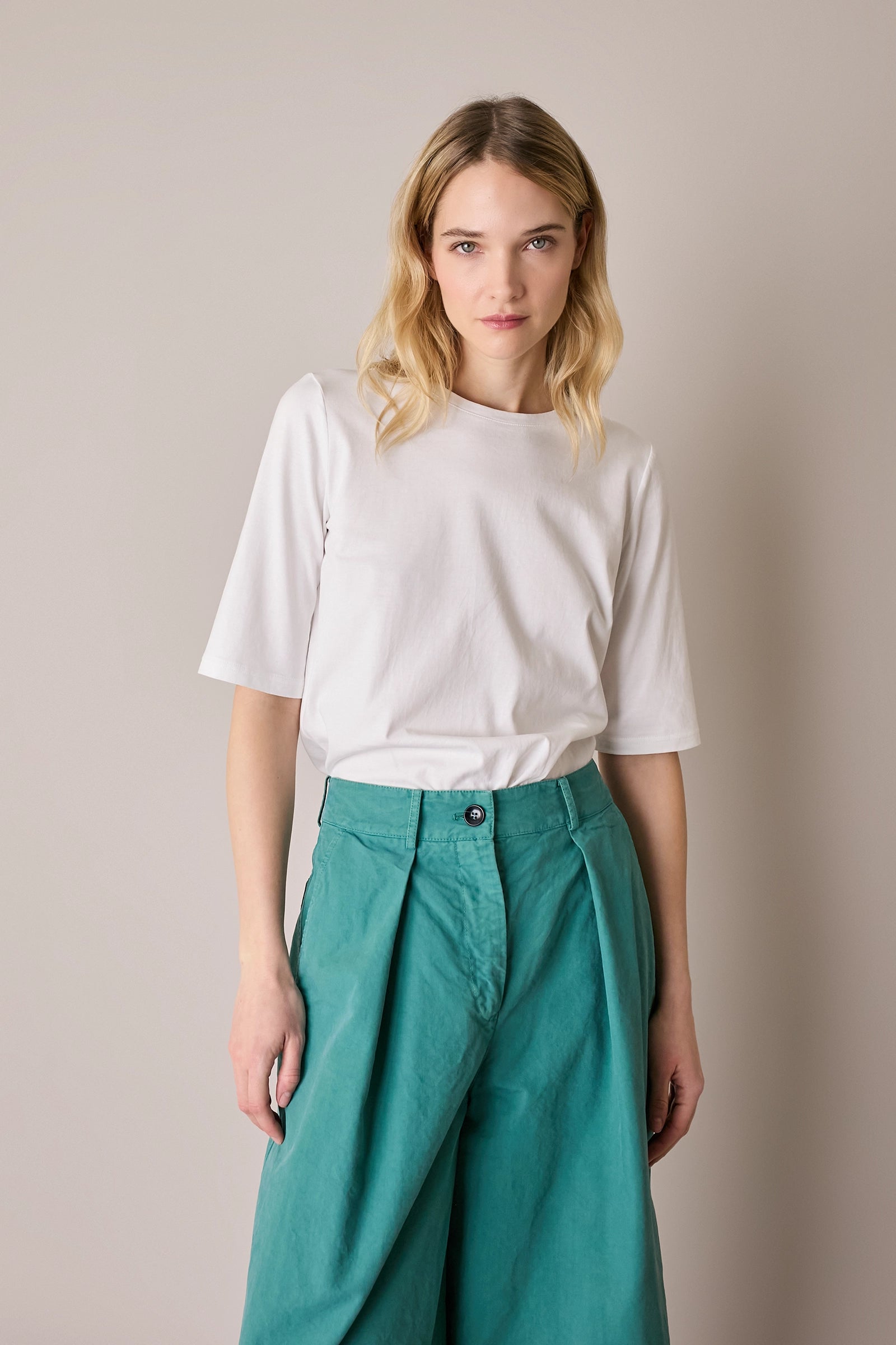 Cotton half-sleeve T-shirt