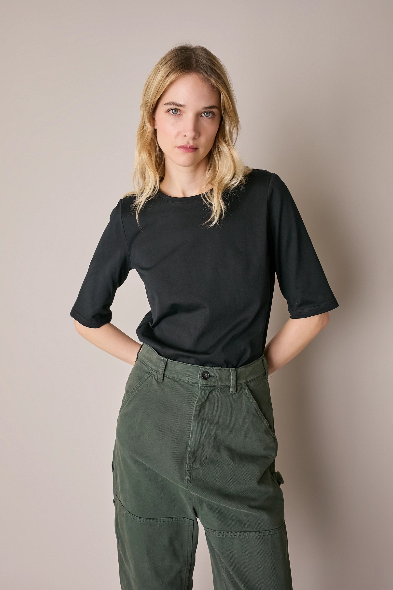 Cotton half-sleeve T-shirt