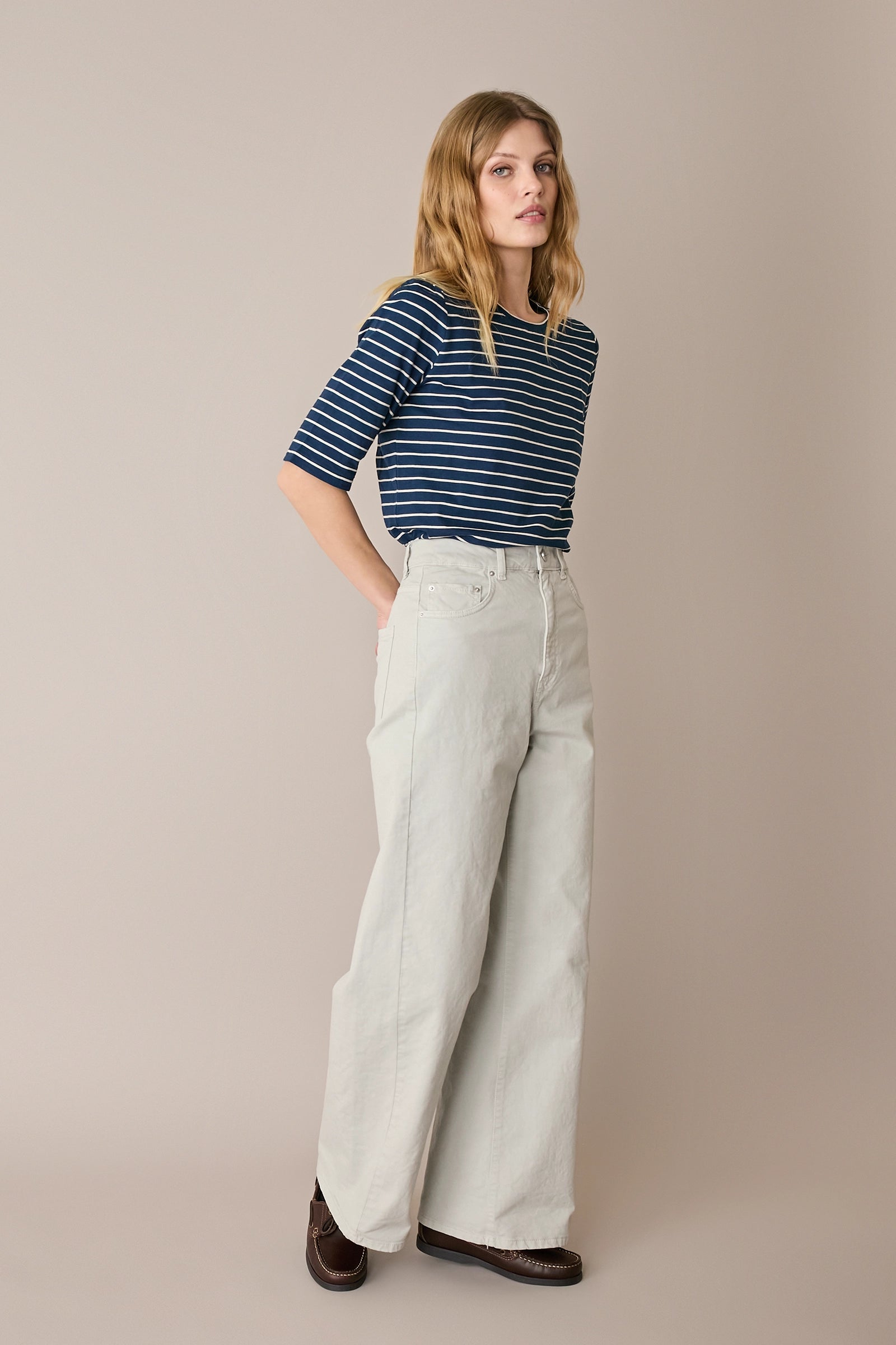 Pantaloni cinque tasche in drill di cotone