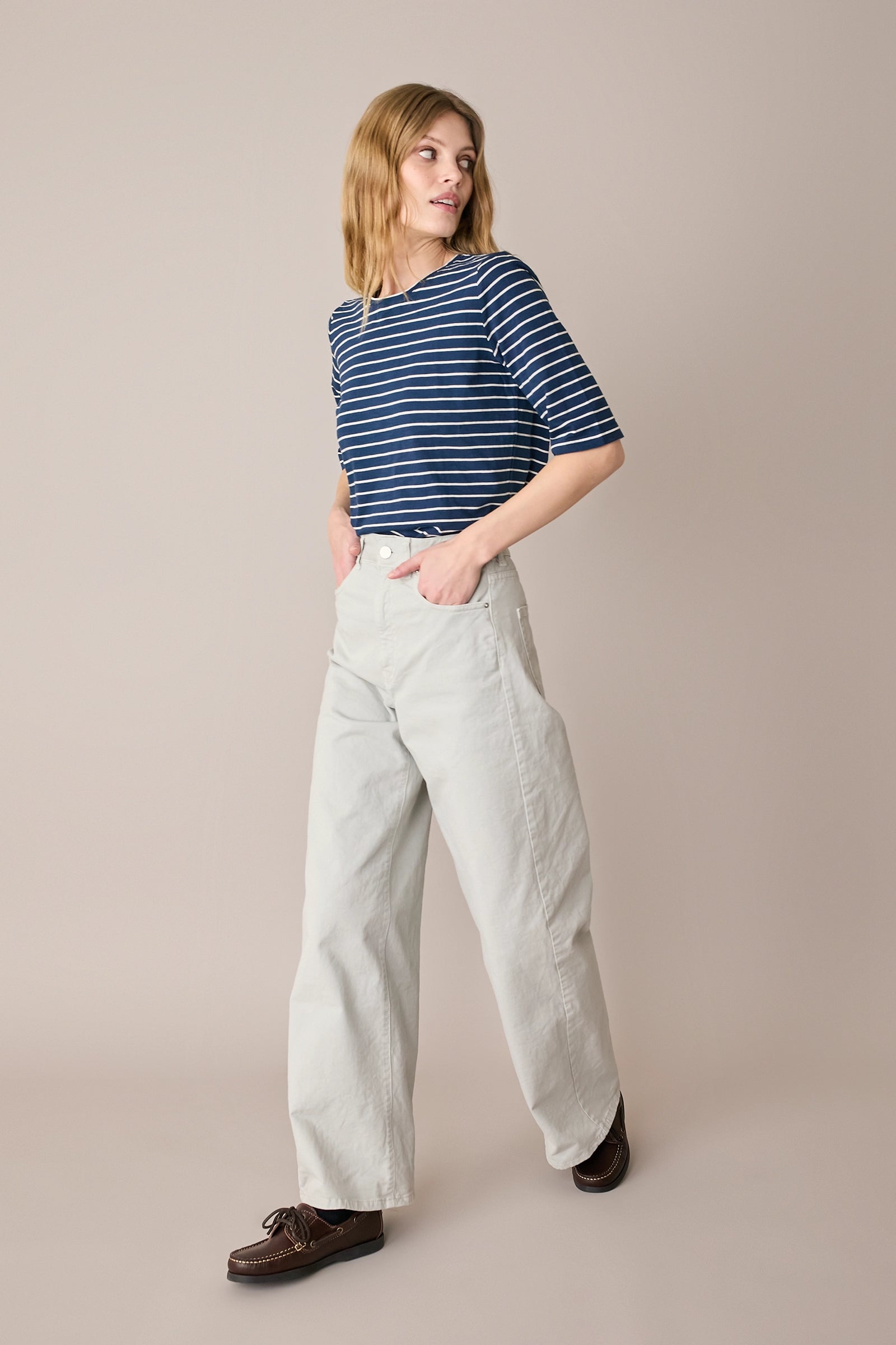 Pantaloni cinque tasche in drill di cotone