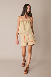 Contrast trim boxy top