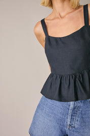Linen peplum top