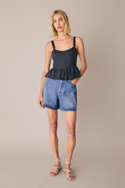 Linen peplum top