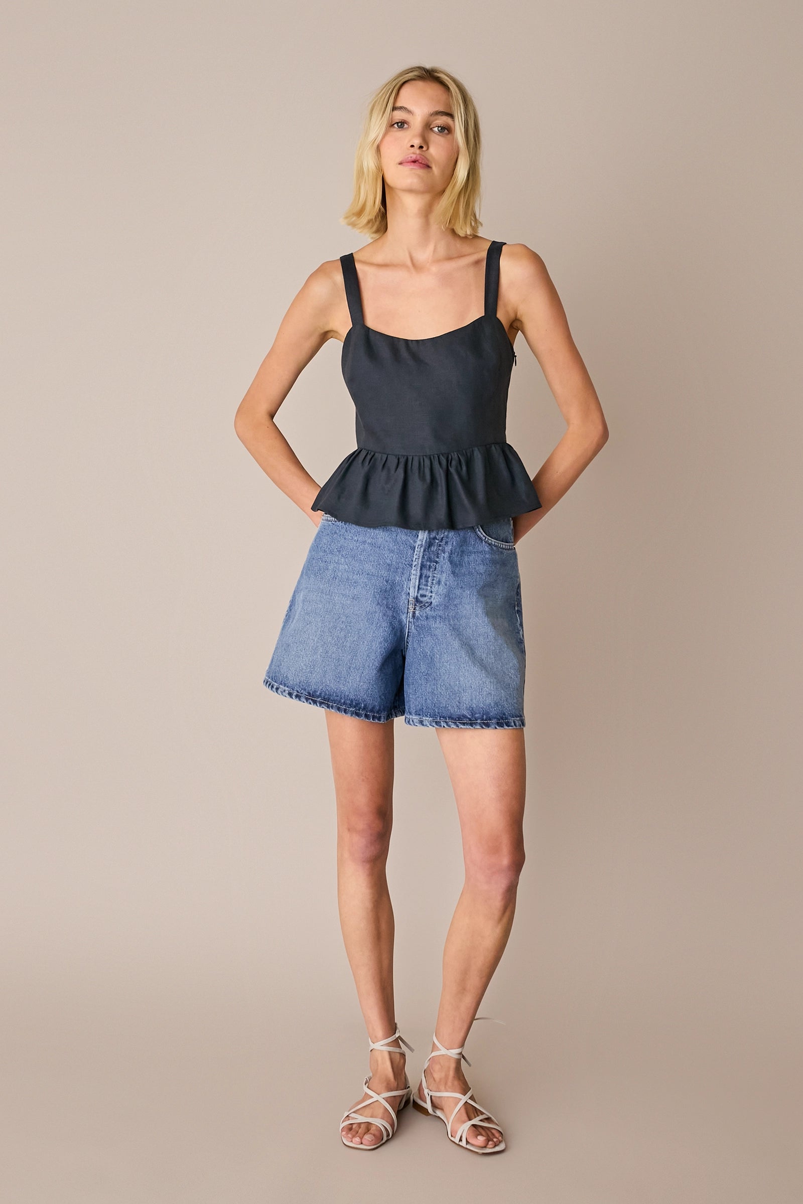 Linen peplum top