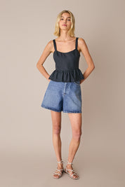 Linen peplum top