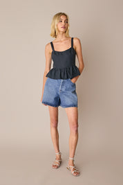 Linen peplum top