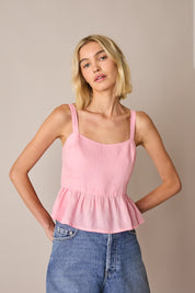 Linen peplum top