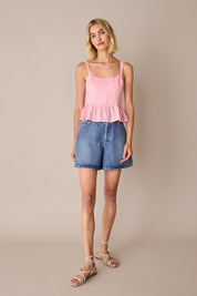 Linen peplum top