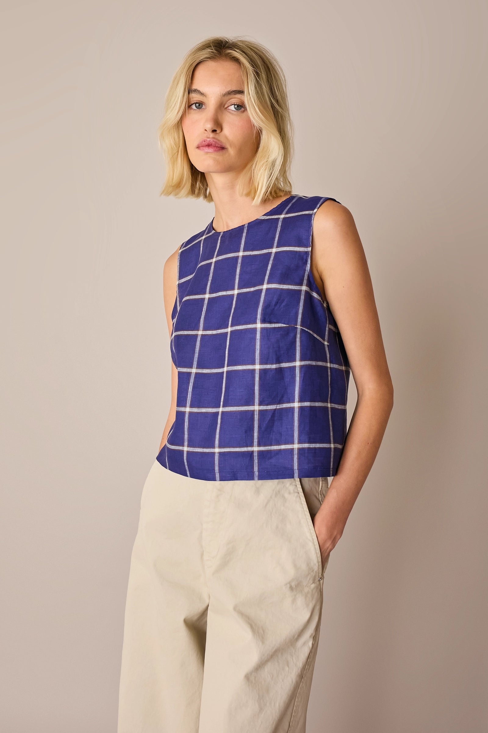 Checked linen top