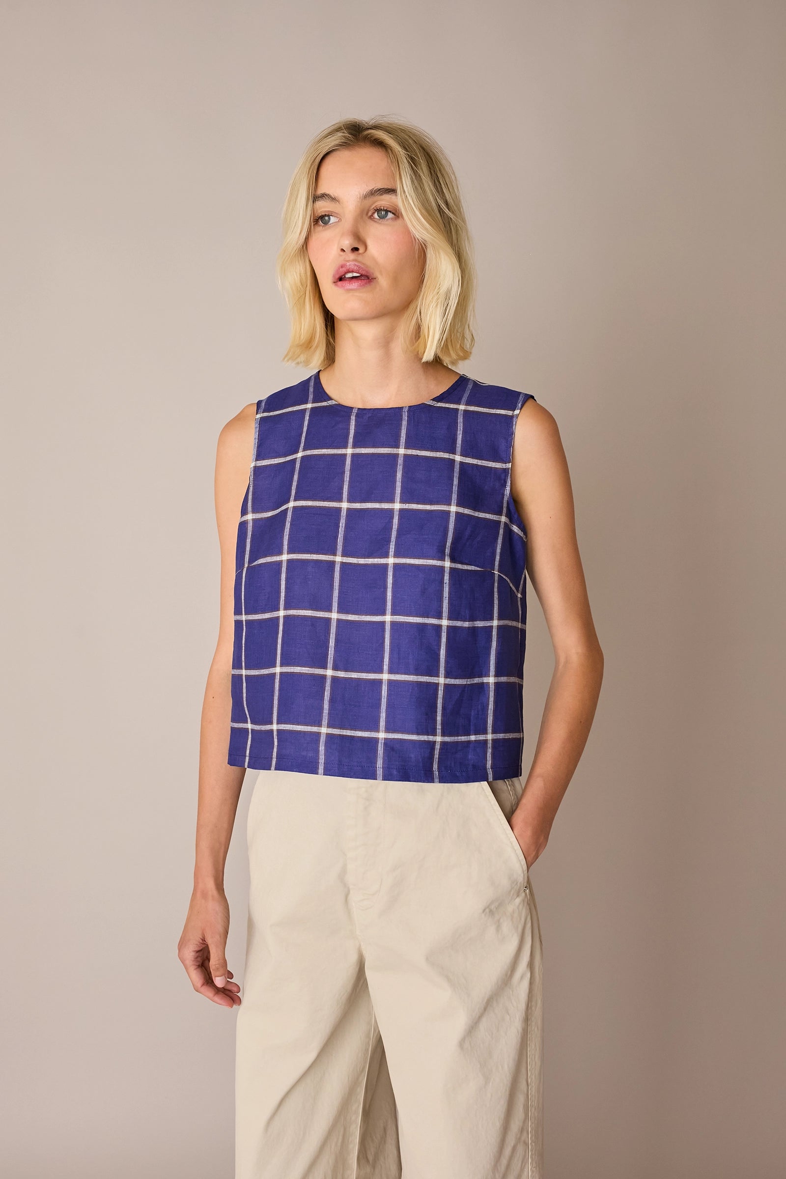 Checked linen top