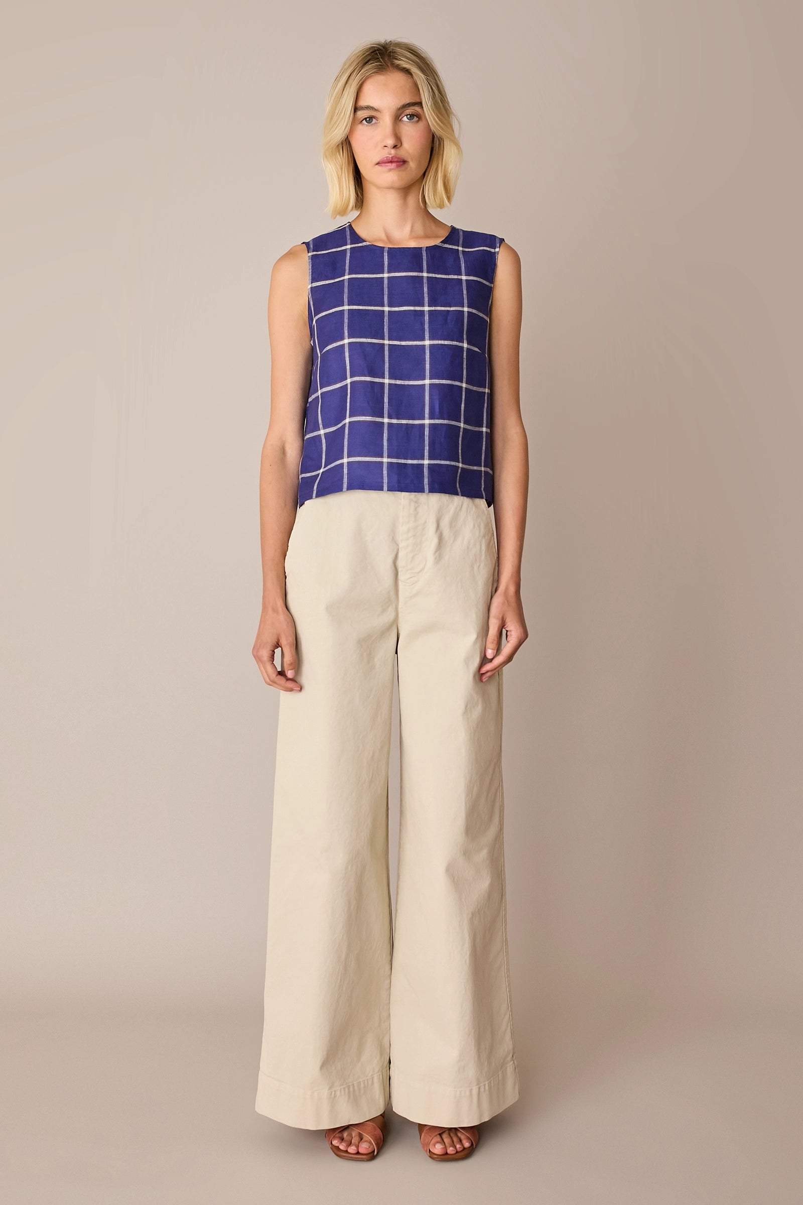 Checked linen top