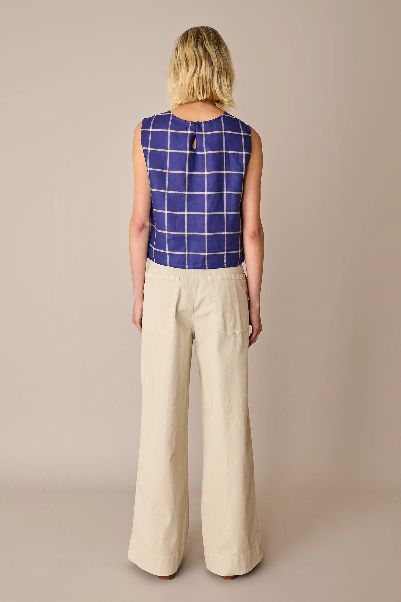 Checked linen top