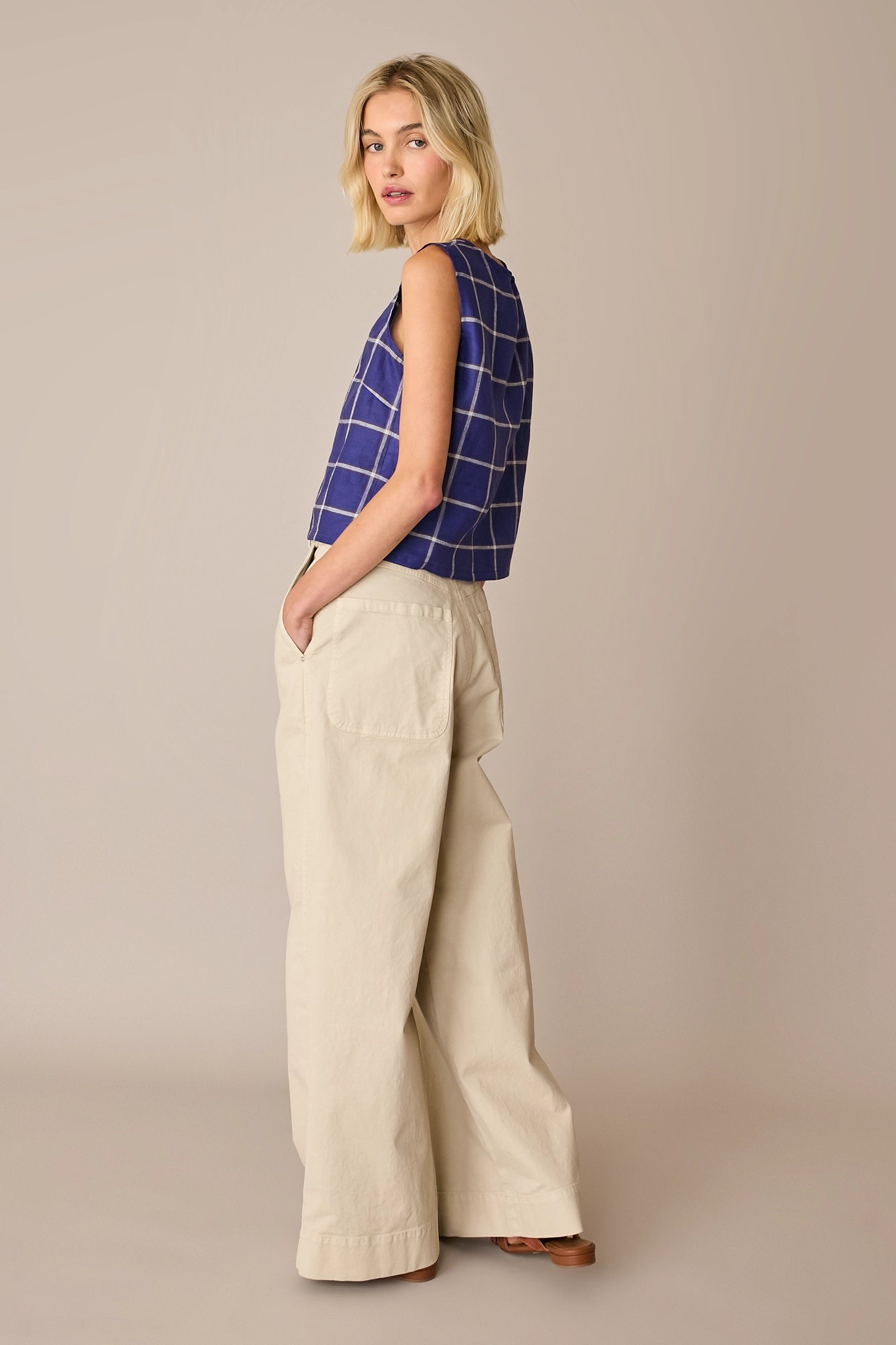 Checked linen top
