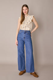 Camicetta con volant e passamaneria a fiori