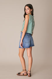 Gingham linen and cotton top
