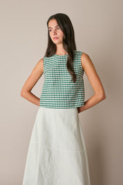 Gingham linen and cotton top
