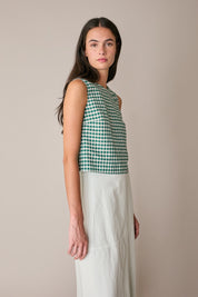 Gingham linen and cotton top
