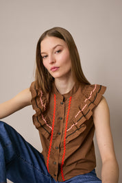 Camicetta con volant e serpentine colorate