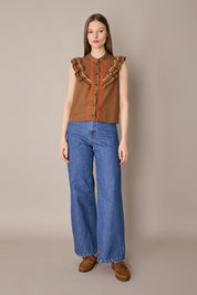 Camicetta con volant e serpentine colorate