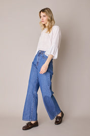 Embroidered top with bell sleeves