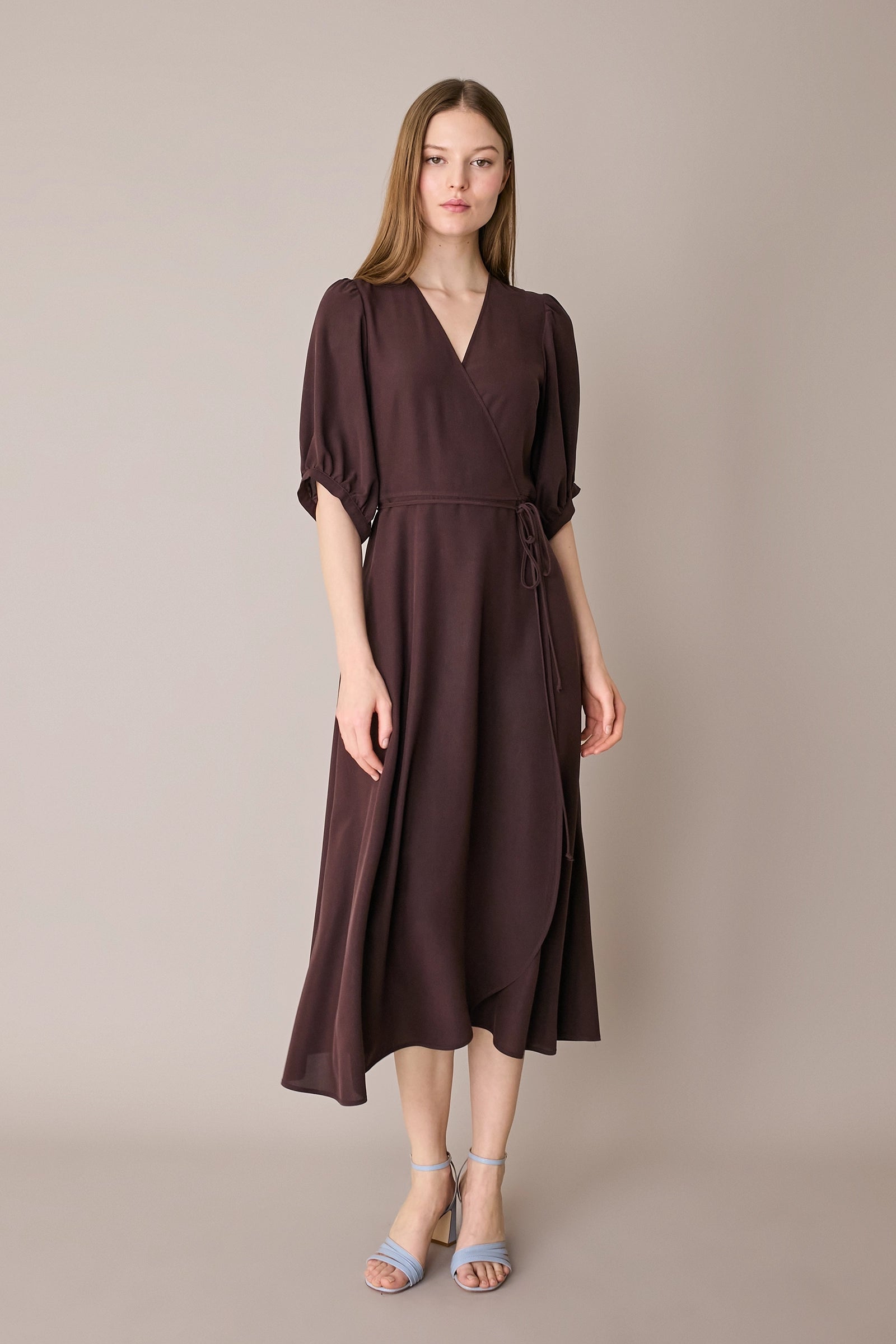 Silk crepe de chine wrap dress