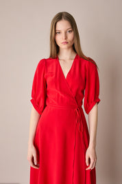 Silk crepe de chine wrap dress