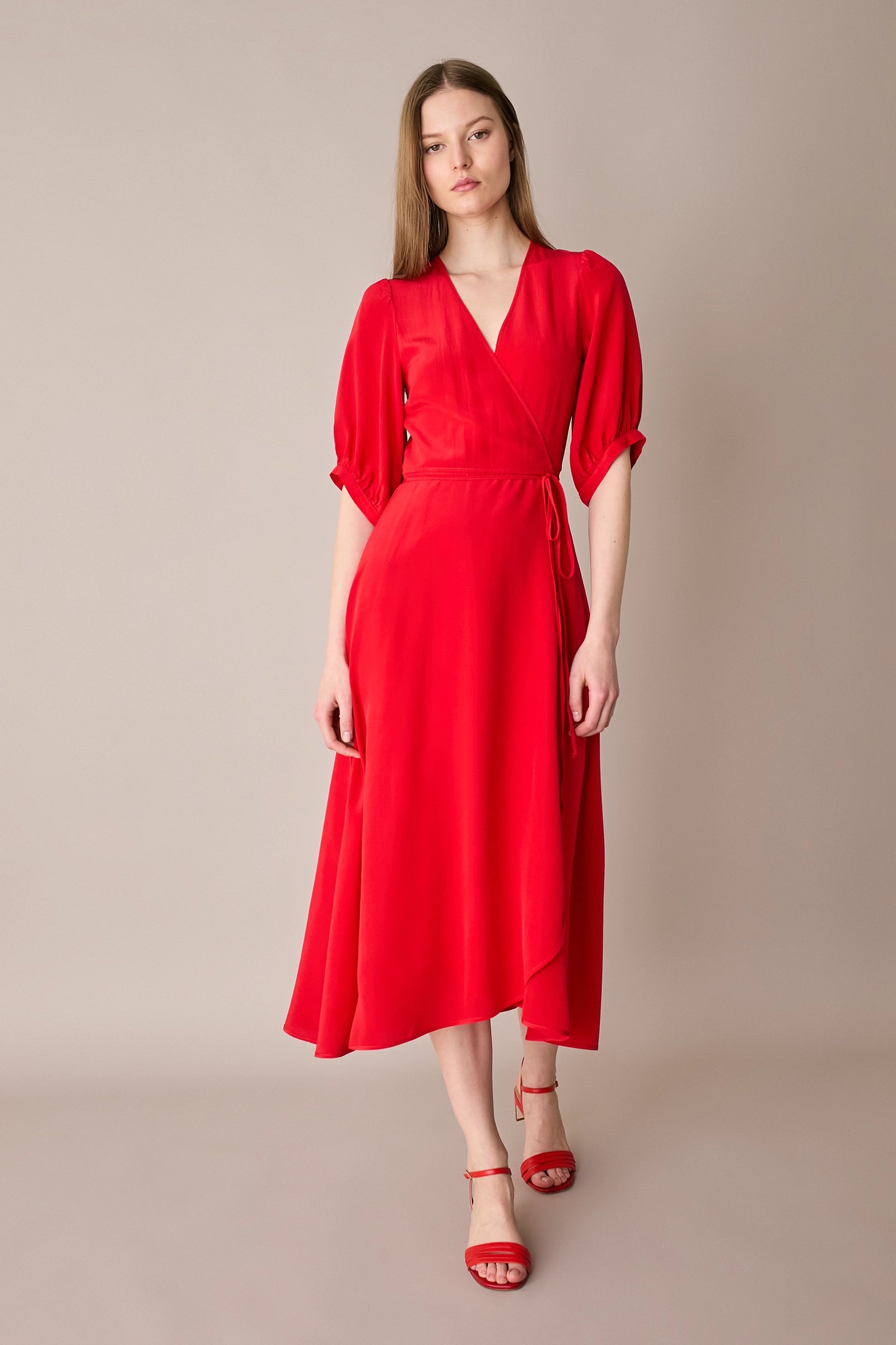 Silk crepe de chine wrap dress