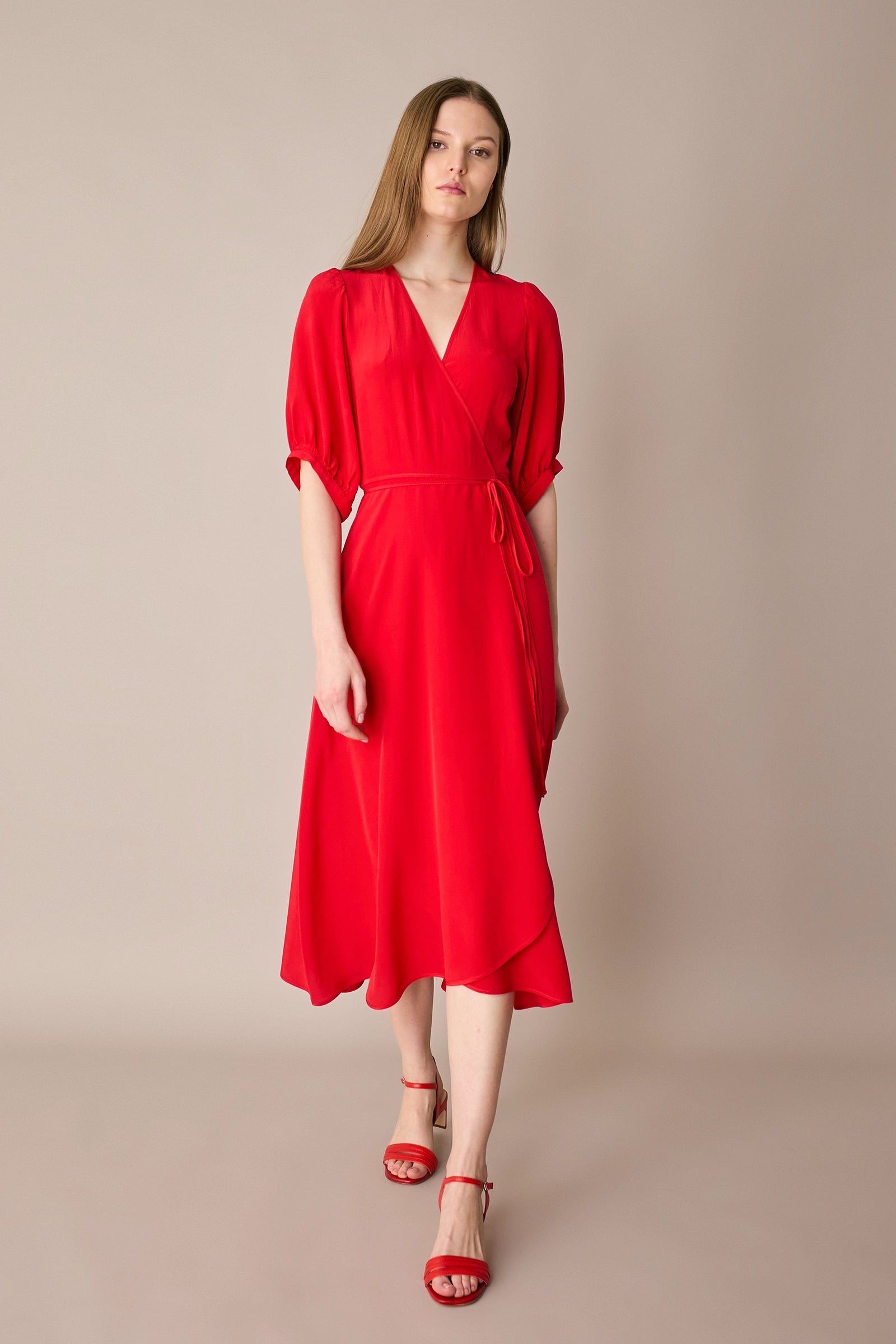 Silk crepe de chine wrap dress