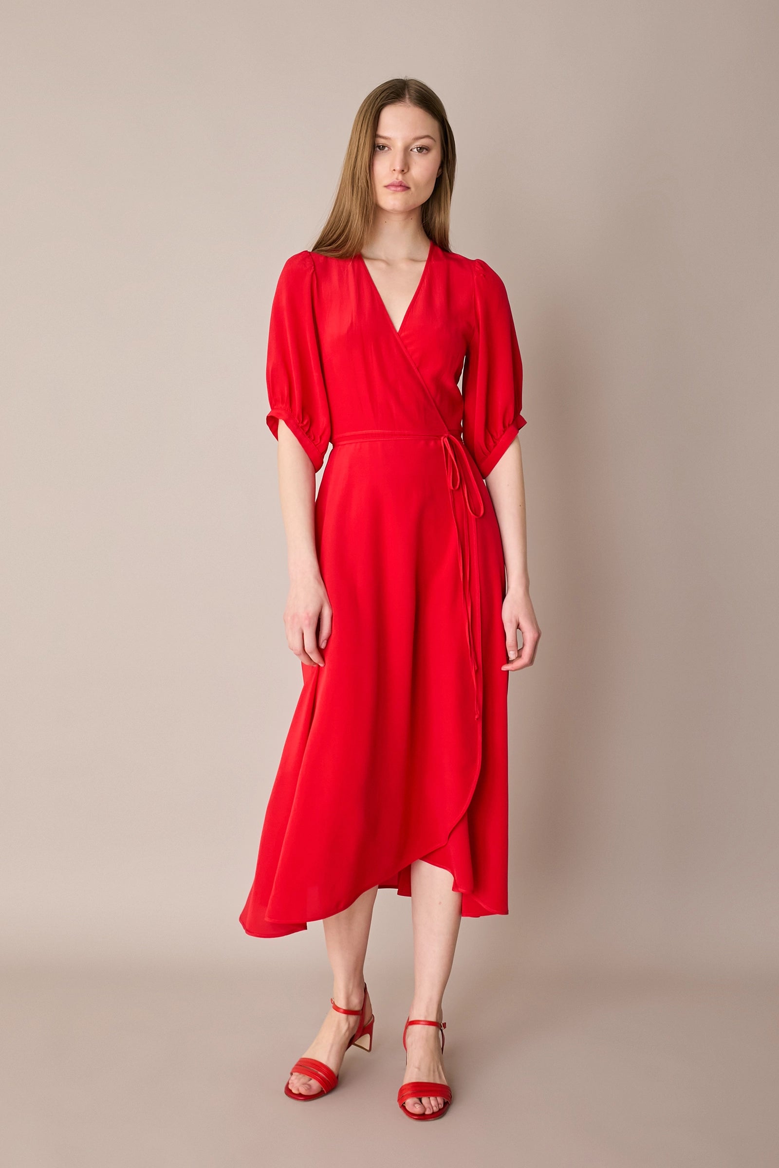 Silk crepe de chine wrap dress