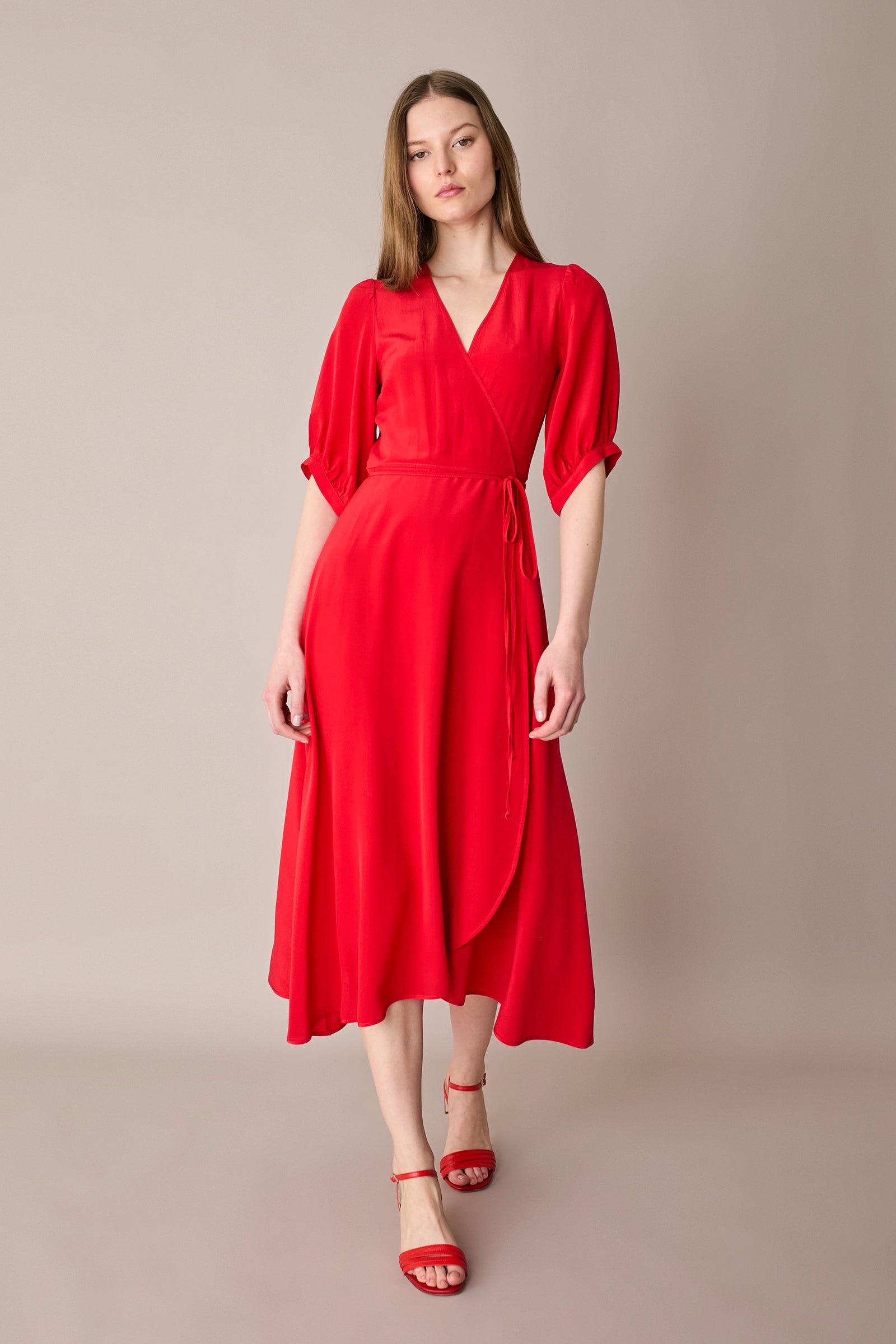 Silk crepe de chine wrap dress