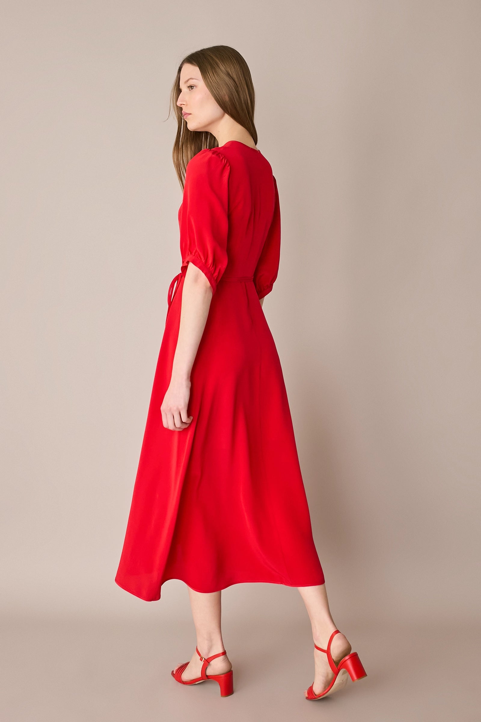 Silk crepe de chine wrap dress