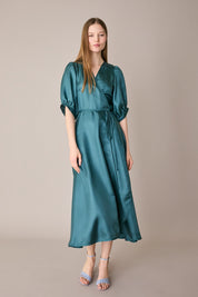 Silk crepe de chine wrap dress