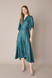 Silk crepe de chine wrap dress