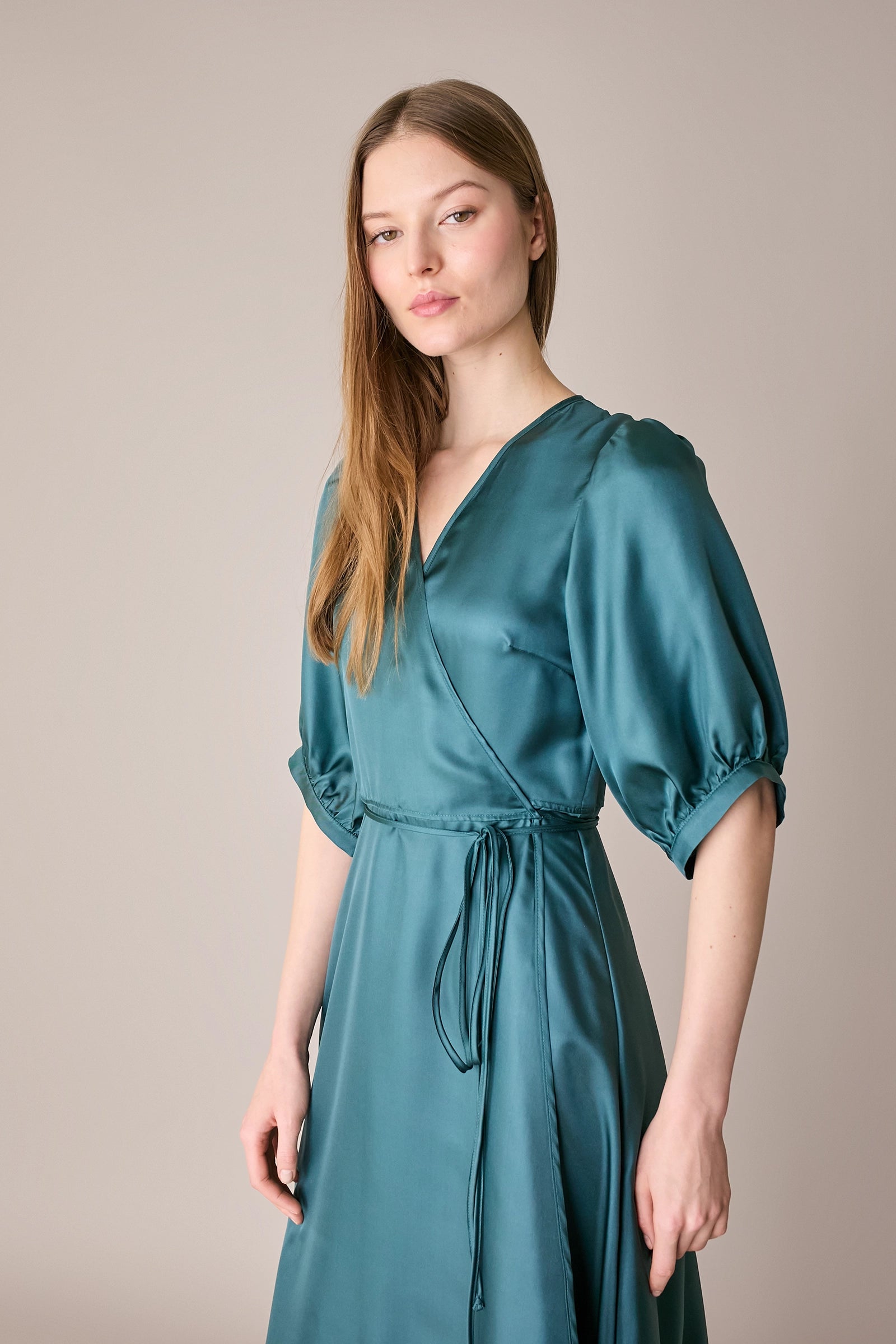 Silk crepe de chine wrap dress