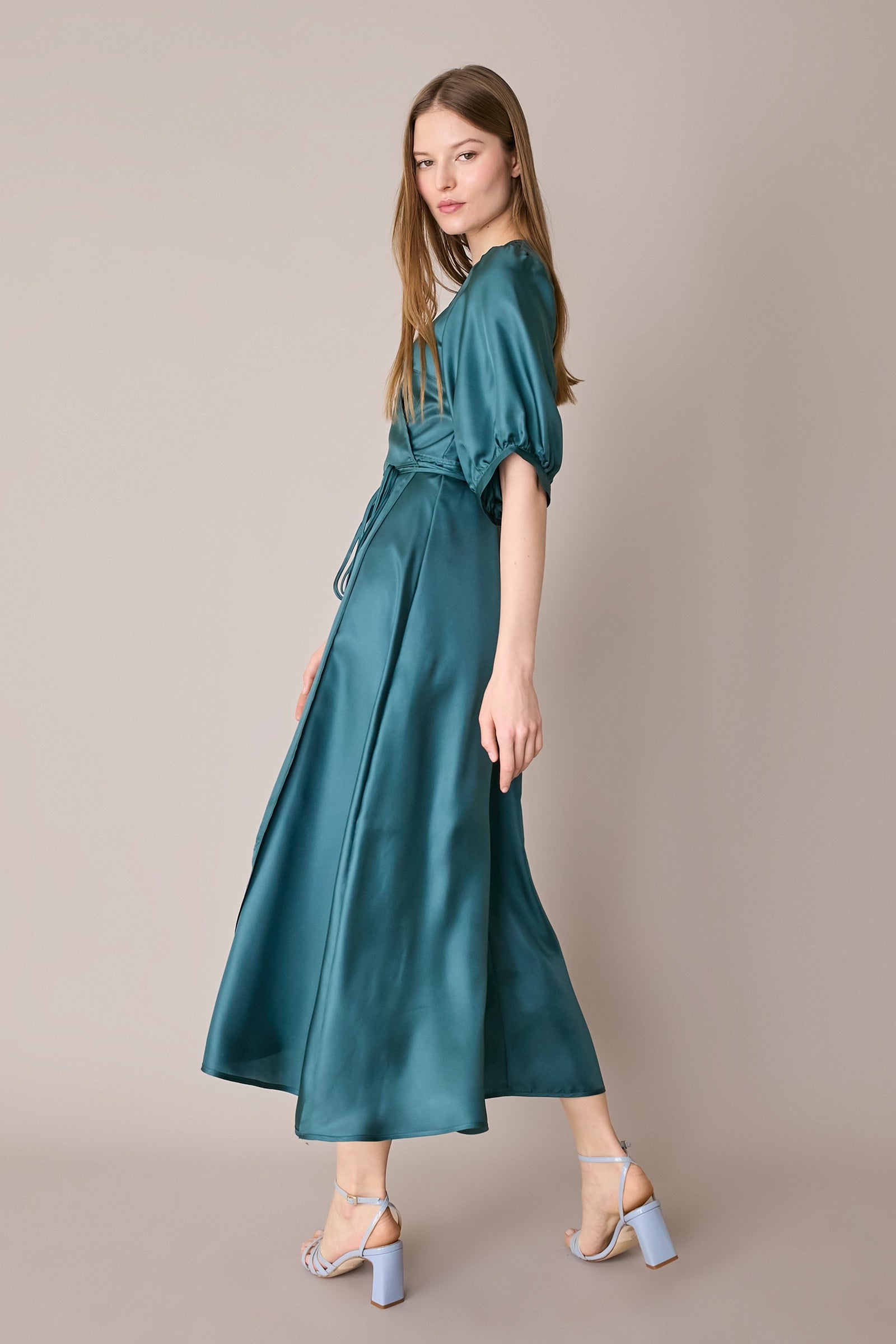 Silk crepe de chine wrap dress