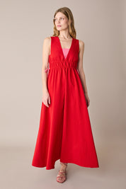 Abito lungo con vita arricciata