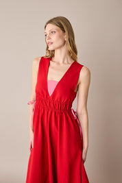 Abito lungo con vita arricciata