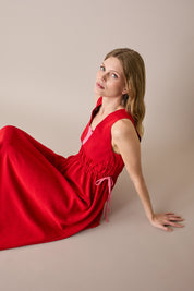 Abito lungo con vita arricciata