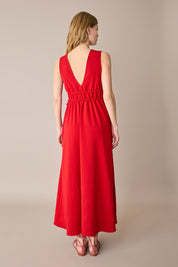 Abito lungo con vita arricciata