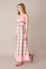 Abito colorato in lino e cotone