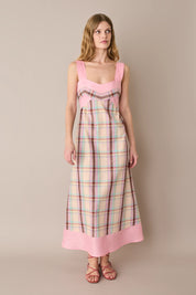 Abito colorato in lino e cotone