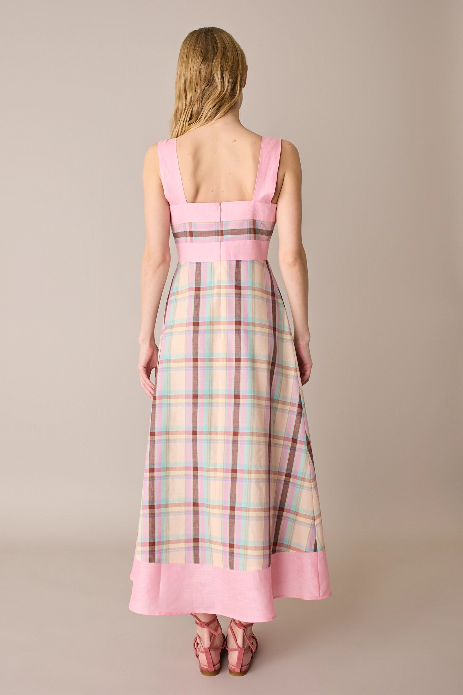 Abito colorato in lino e cotone