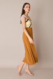 Long silk dress with multicolor top