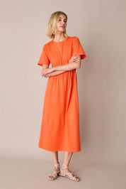Cotton T-shirt dress with back cut-out