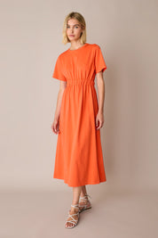 Cotton T-shirt dress with back cut-out