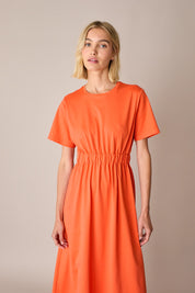 Cotton T-shirt dress with back cut-out